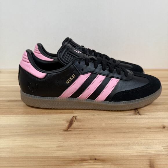 Adidas Samba X Lionel Messi low Sneakers indoor Soccer Mens 9 Black Pink JP7845 - Picture 1 of 10